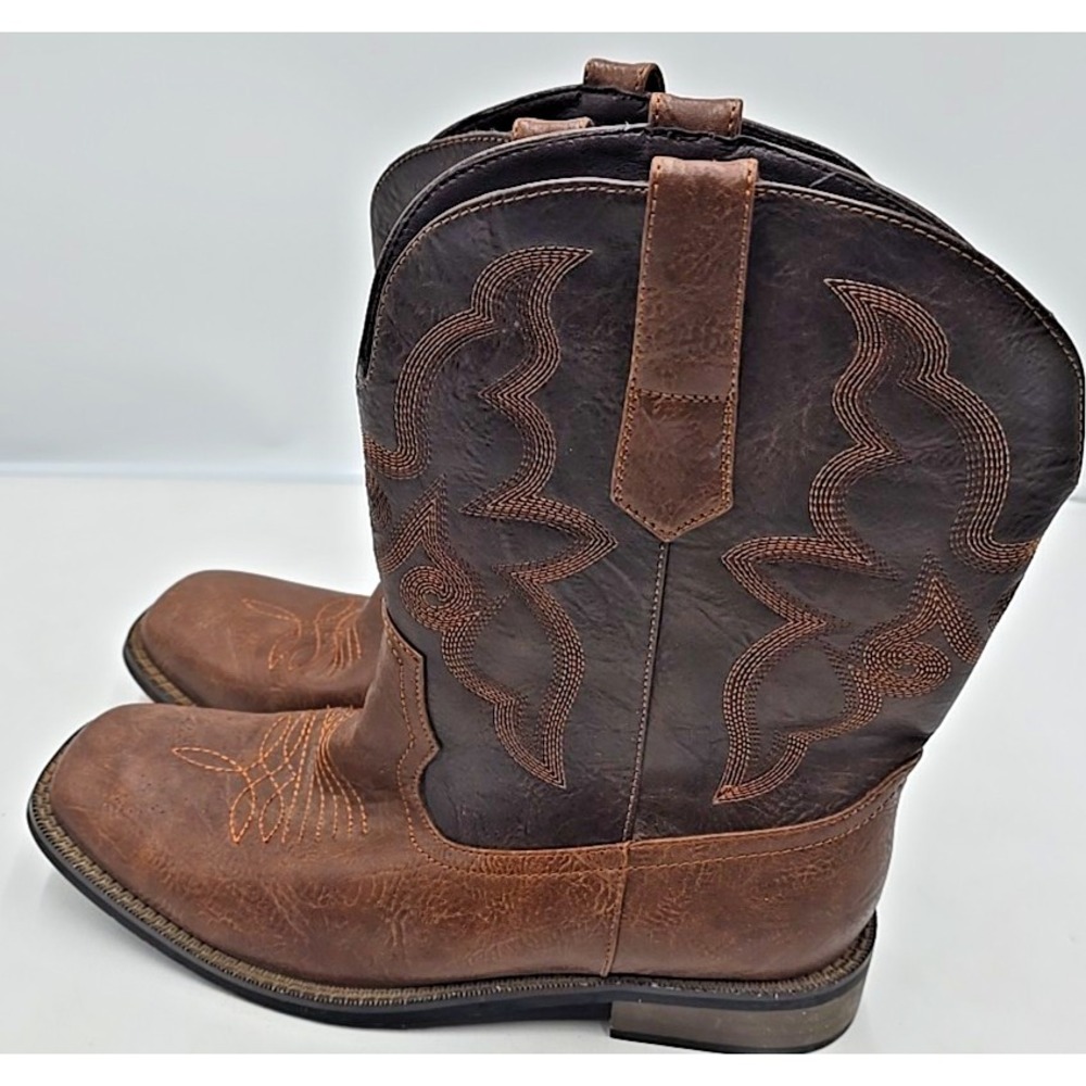 Men's Western Ranchwear Country Rodeo Square Toe Two Toned 11 - Picture 2 of 9